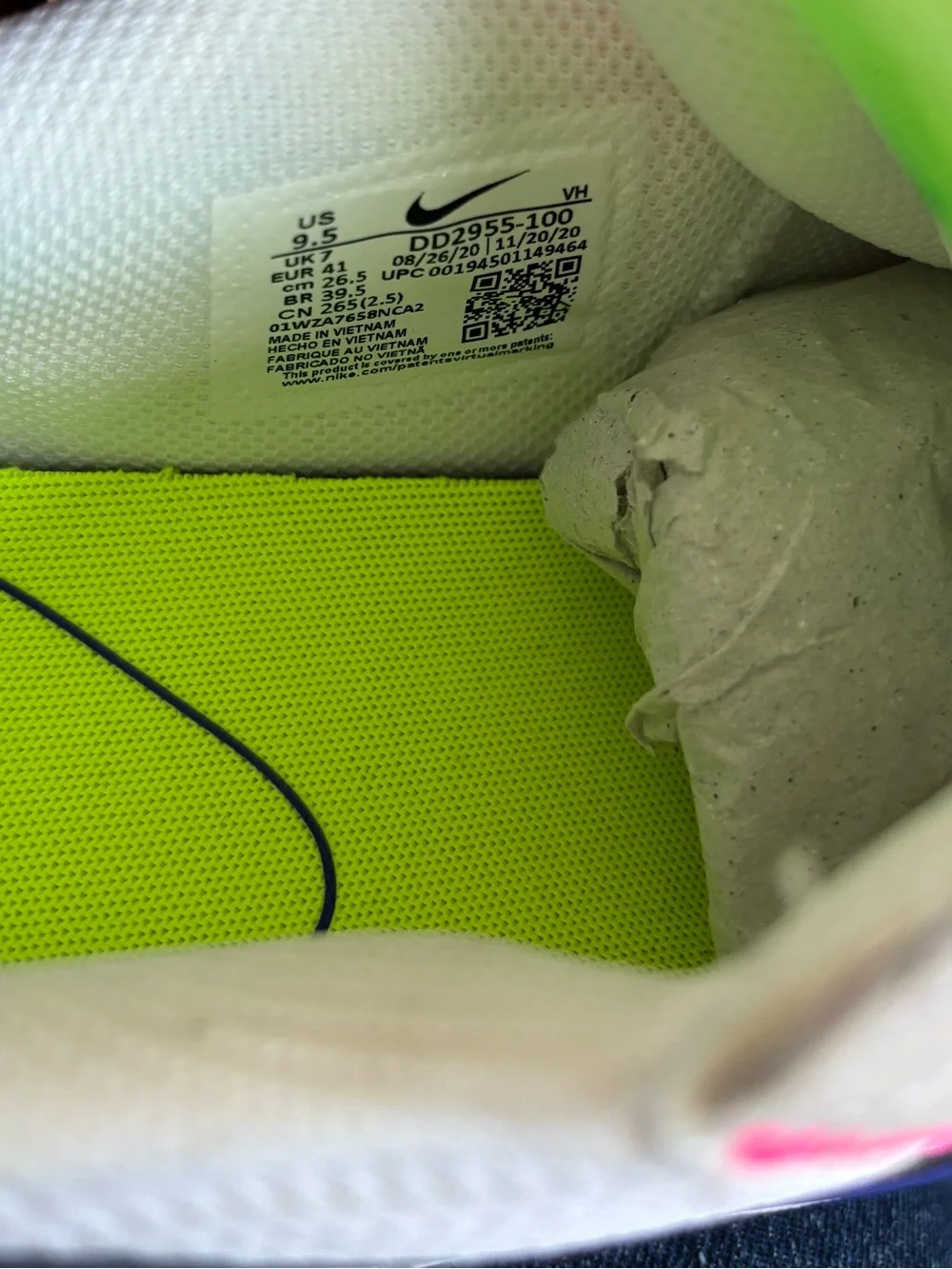Nike Women's White Sneakers with Neon Green, Pink & Blue Accents